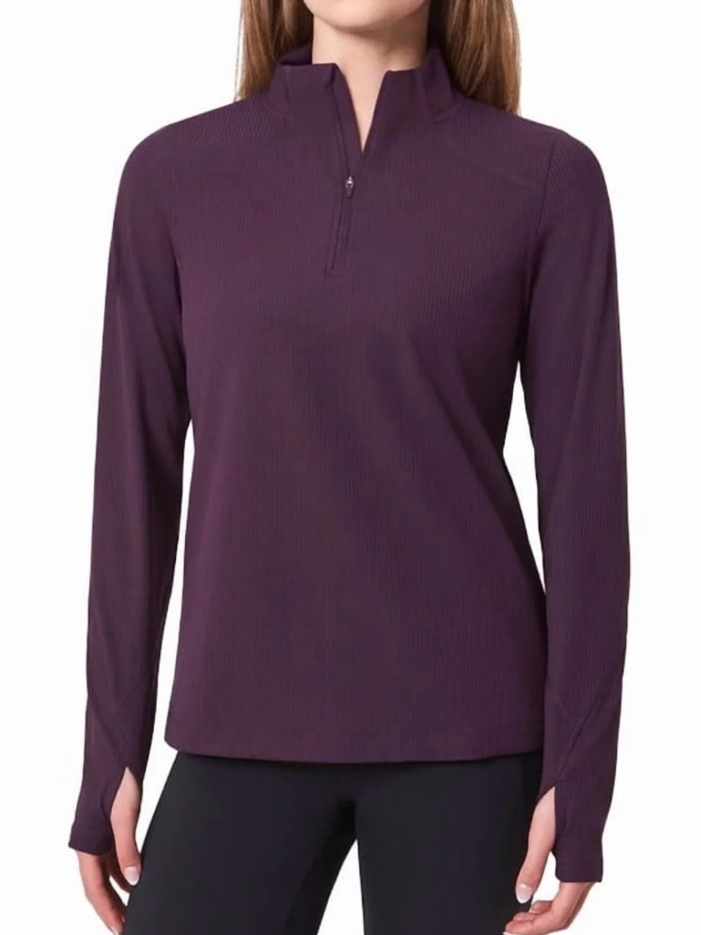 NWT Mondetta Plum Half-Zip Long-Sleeve Top